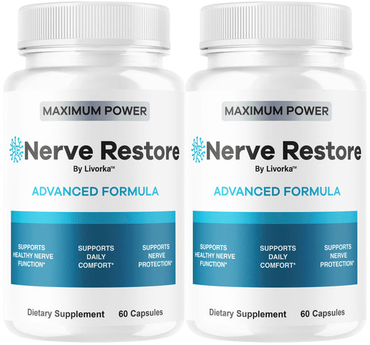 LIVORKA Nerve Restore bottle front view for daily nerve support.