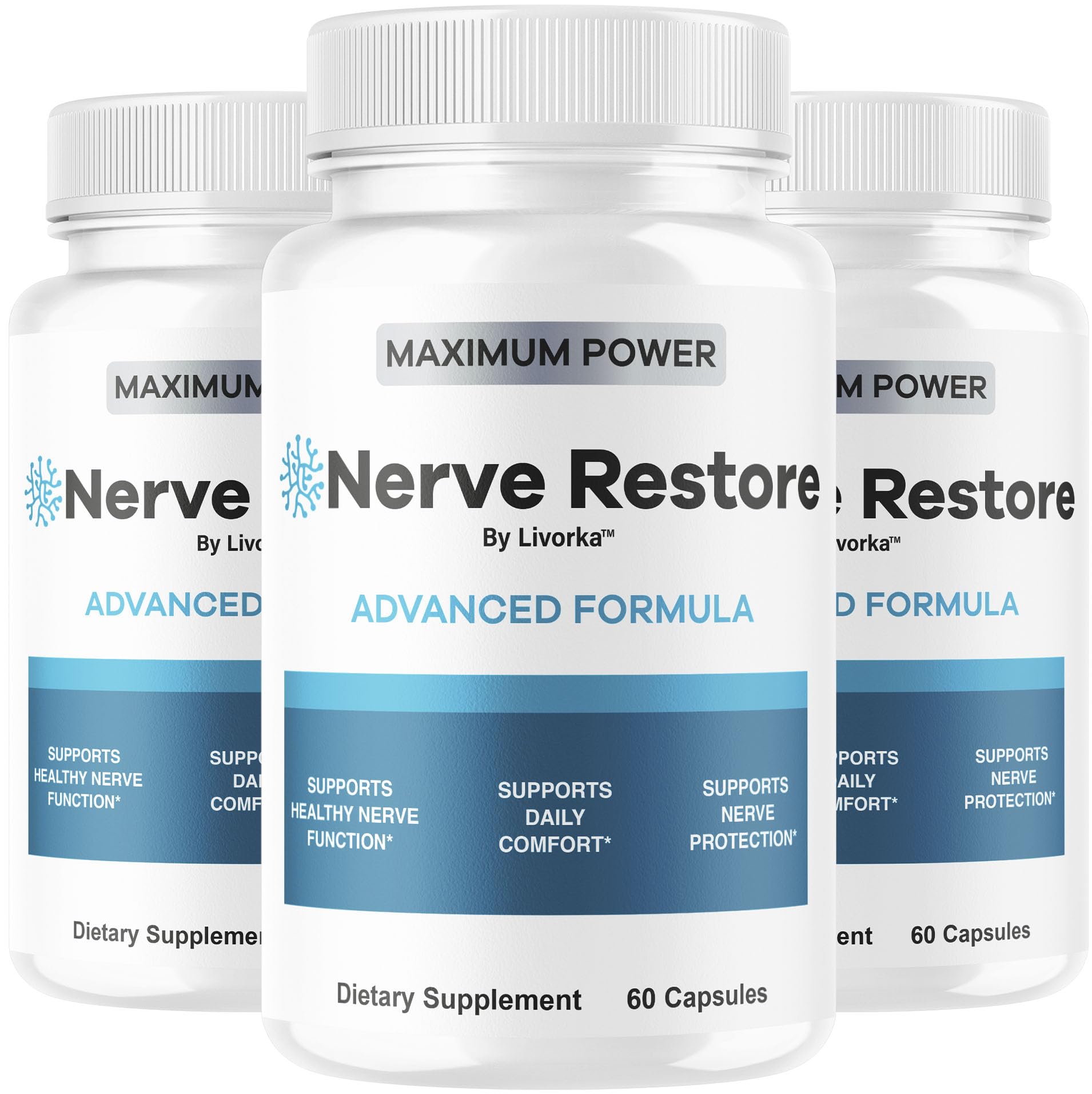LIVORKA Nerve Restore pack front view for daily wellness support.