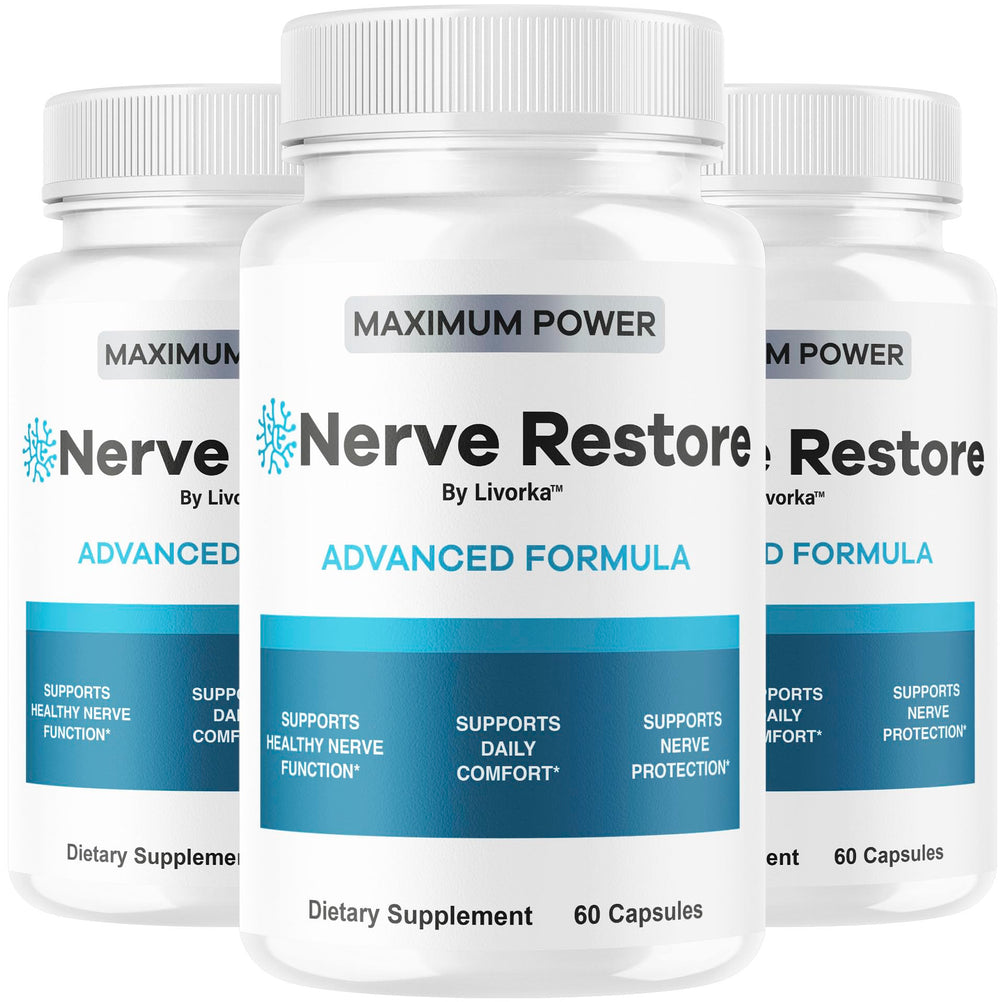 LIVORKA Nerve Restore pack front view for daily wellness support.