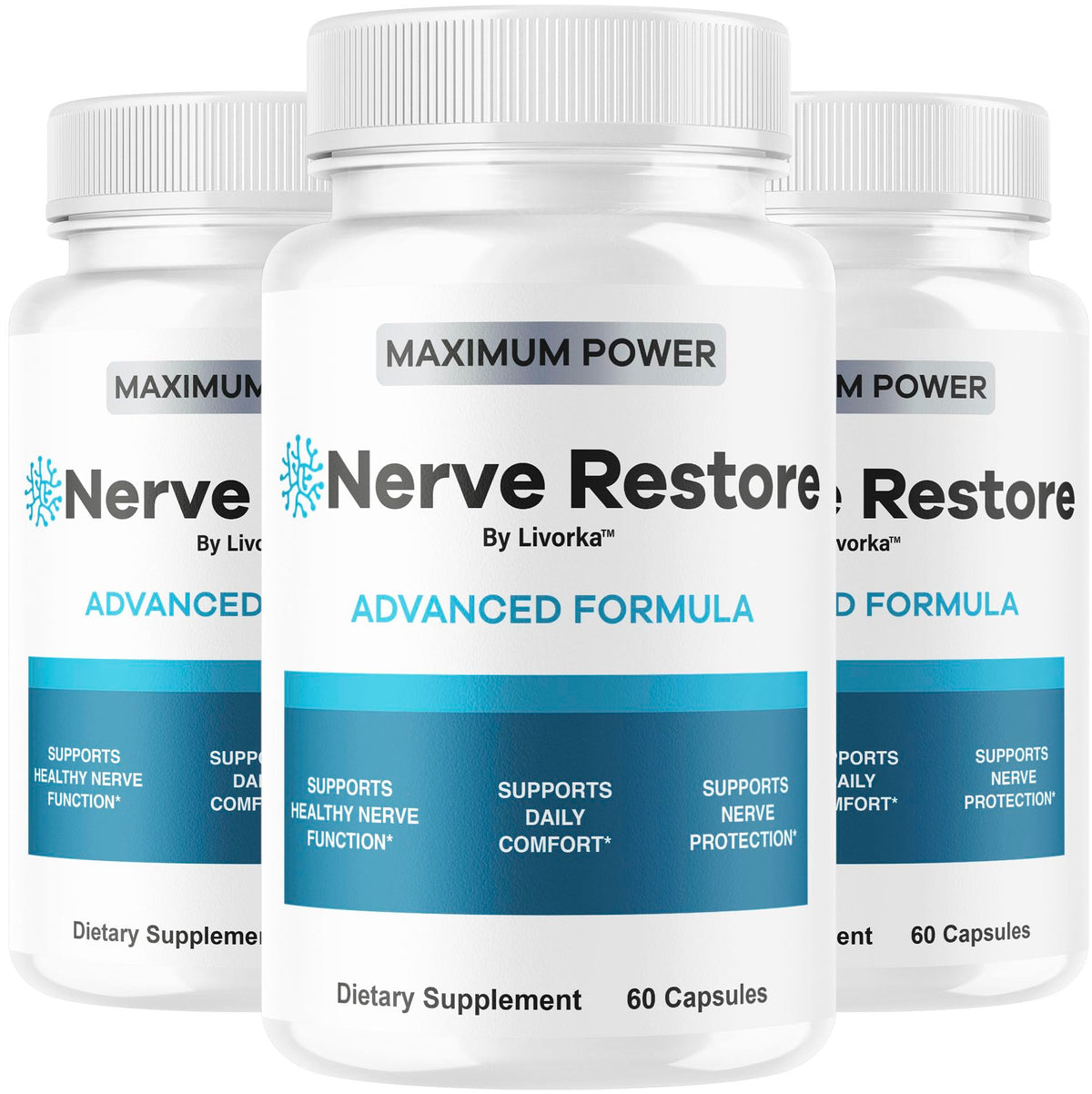LIVORKA Nerve Restore pack front view for daily wellness support.