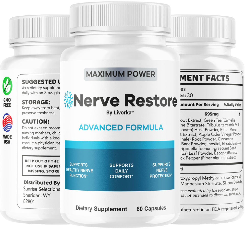 LIVORKA Nerve Restore product display for routine care.