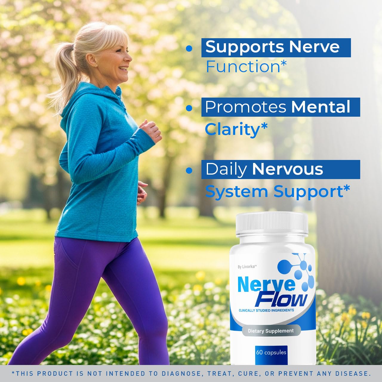 LIVORKA NerveFlow capsules on a clean surface for daily routine.