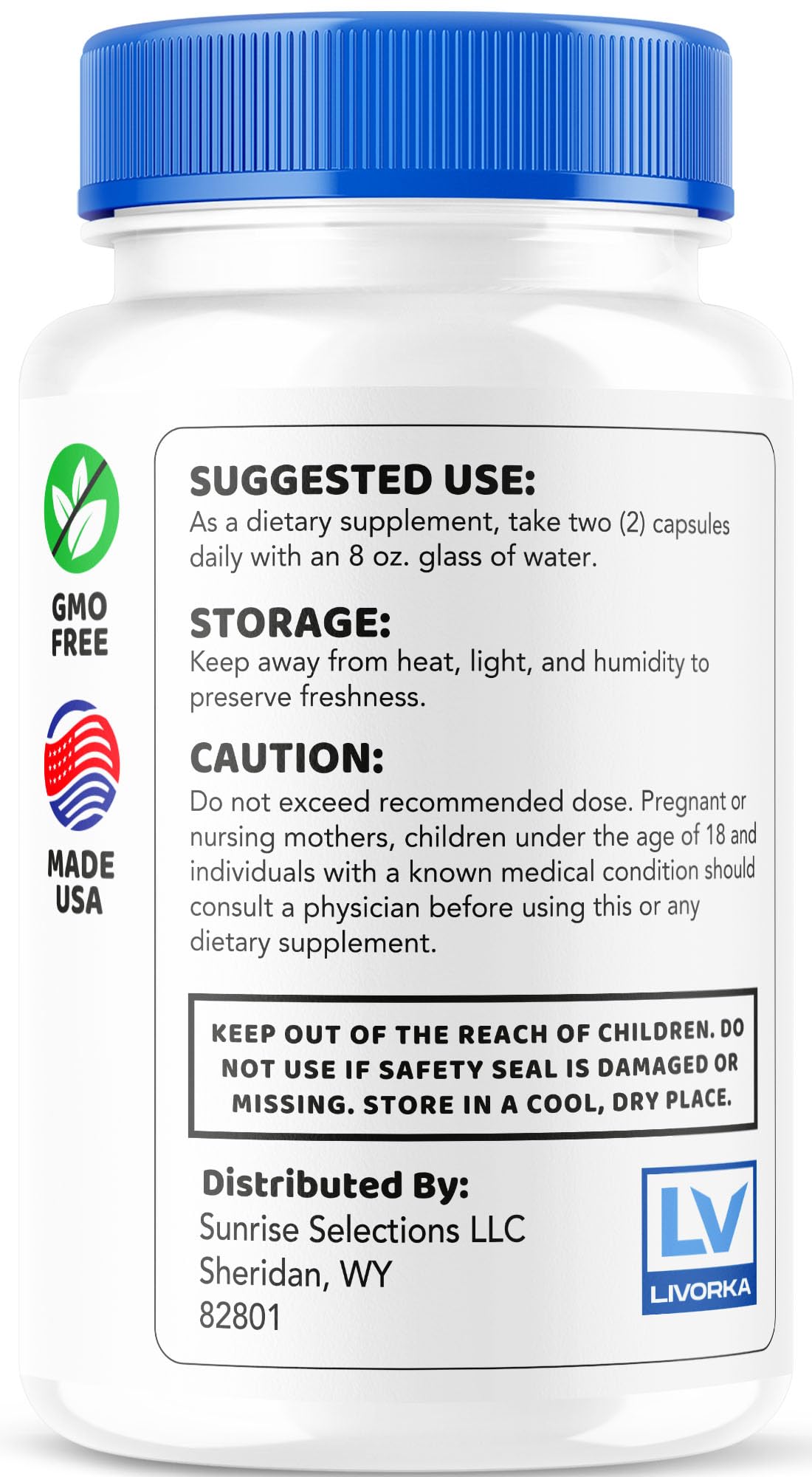Graphic showing LIVORKA NerveGuard Premium 180 capsules for a three-month routine