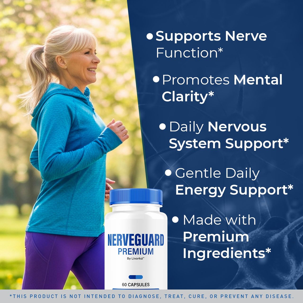 LIVORKA NerveGuard Premium capsules closeup for easy daily use