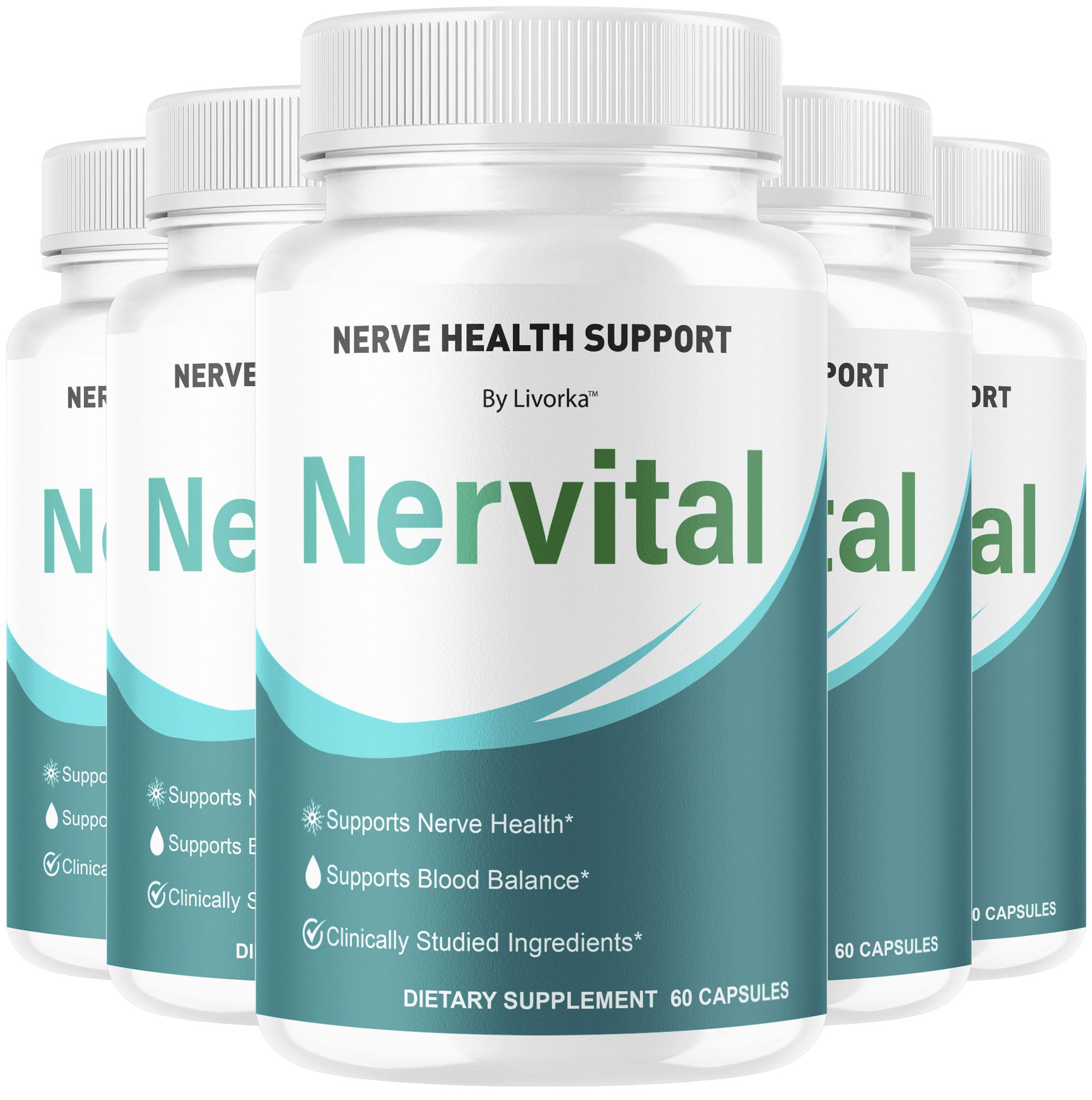 LIVORKA Nervital capsules bottle front for daily nerve health support and overall wellness