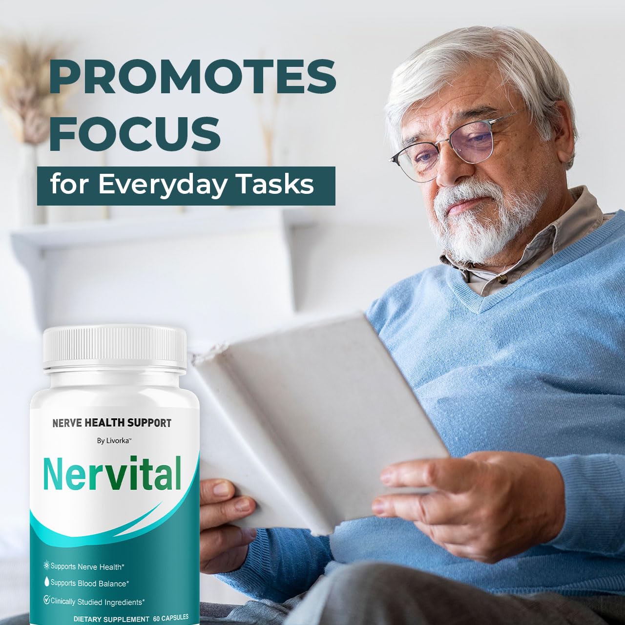 Packaging label showing LIVORKA Nervital brand and key usage information