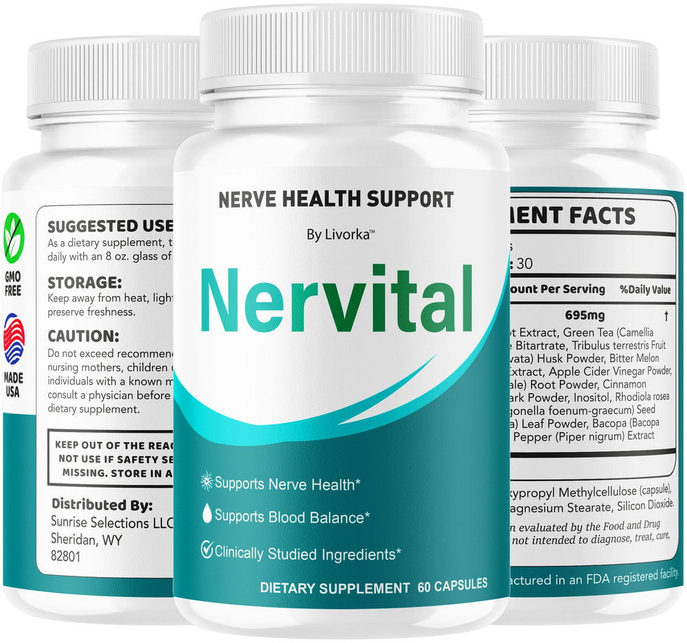 Nutrition facts panel on Nervital capsule bottle