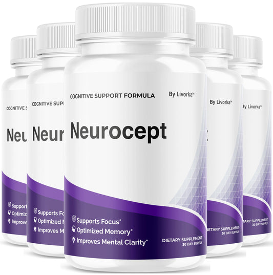 LIVORKA Neurocept 5-pack bottles front promote daily brain support for focus