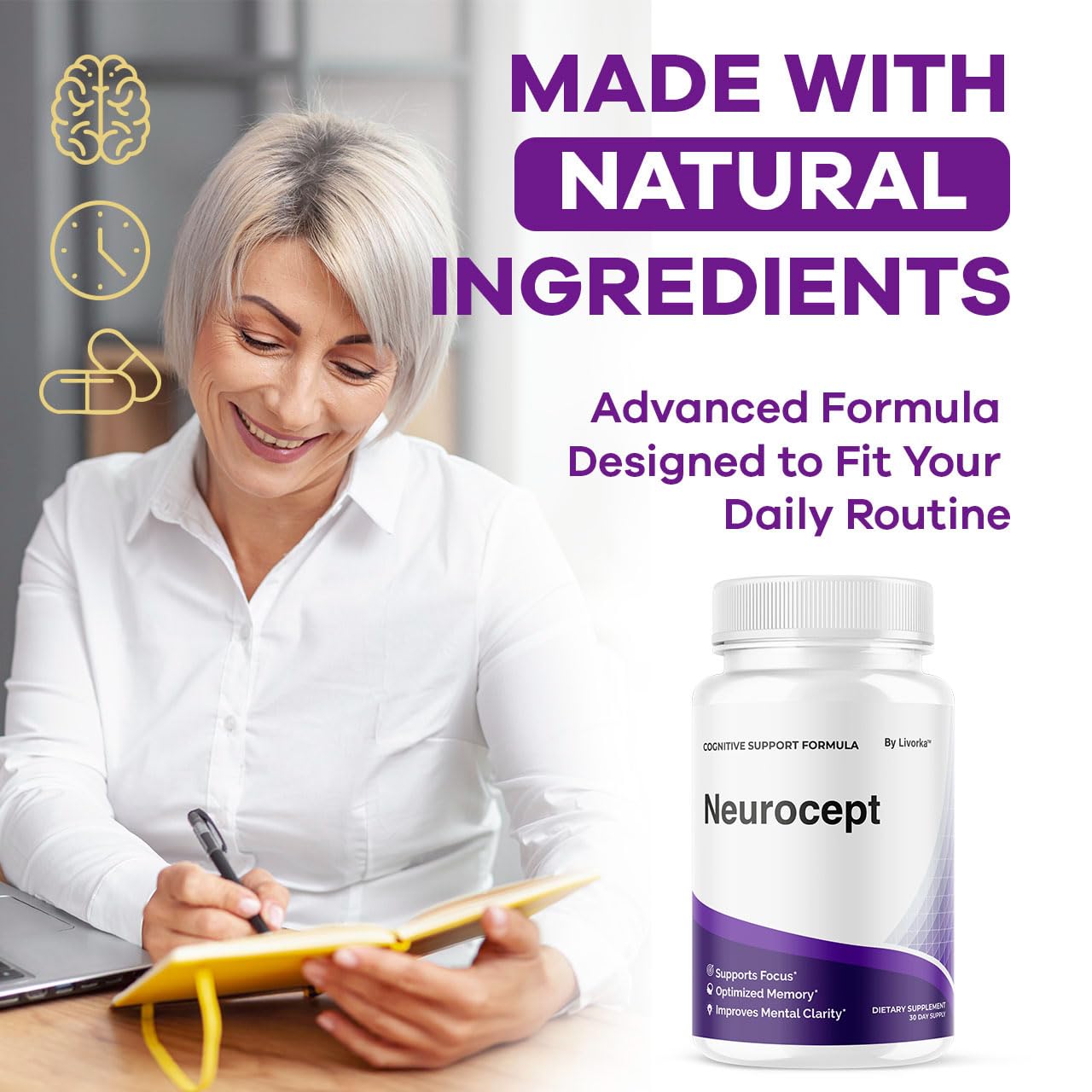 LIVORKA Neurocept packaging overview shows 5 bottles for wellness plan