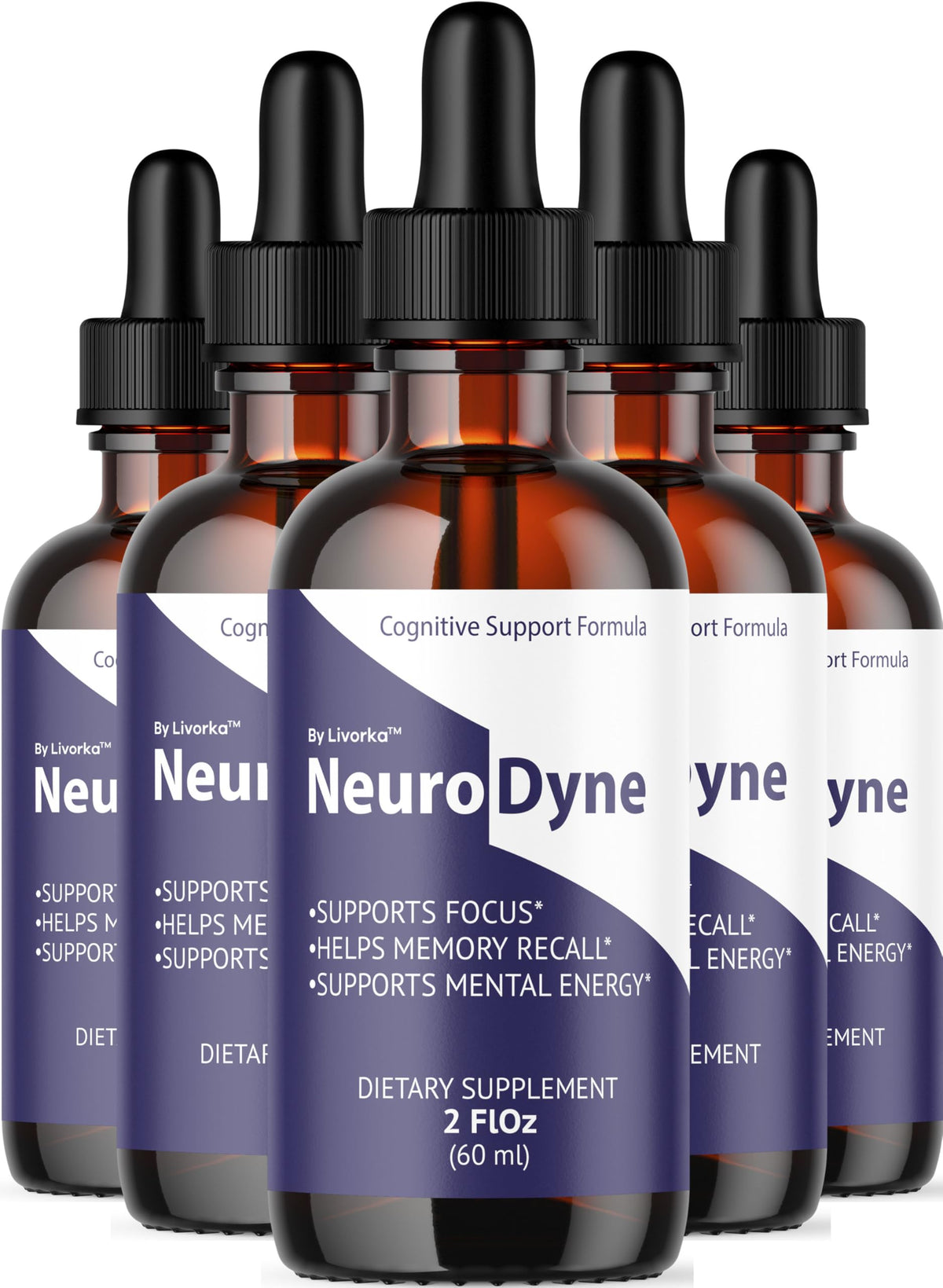 LIVORKA NeuroDyne bottle front shows premium natural brain support.