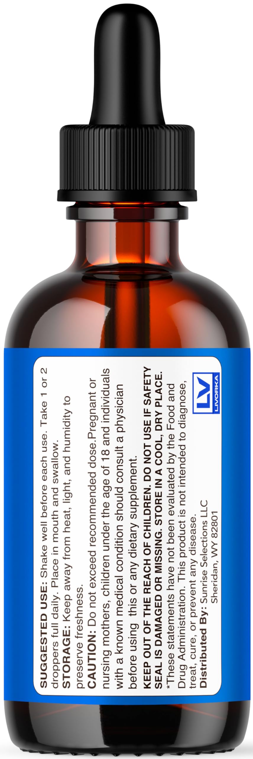 LIVORKA NeuroQuiet Drops on a countertop with branding visible