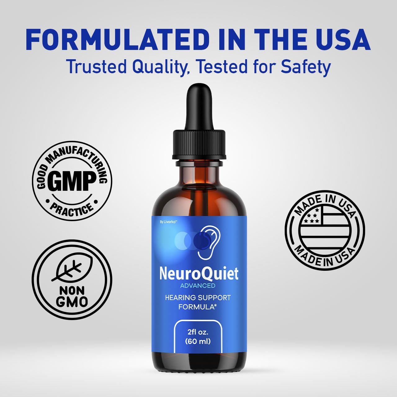 LIVORKA NeuroQuiet Drops being prepared for daily use with the dropper
