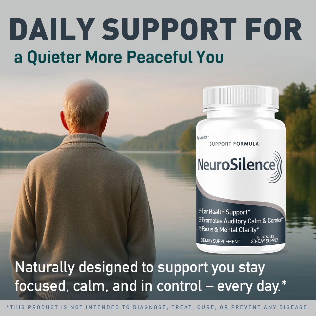 LIVORKA Neurosilence capsules close up reveals natural ingredients detail.