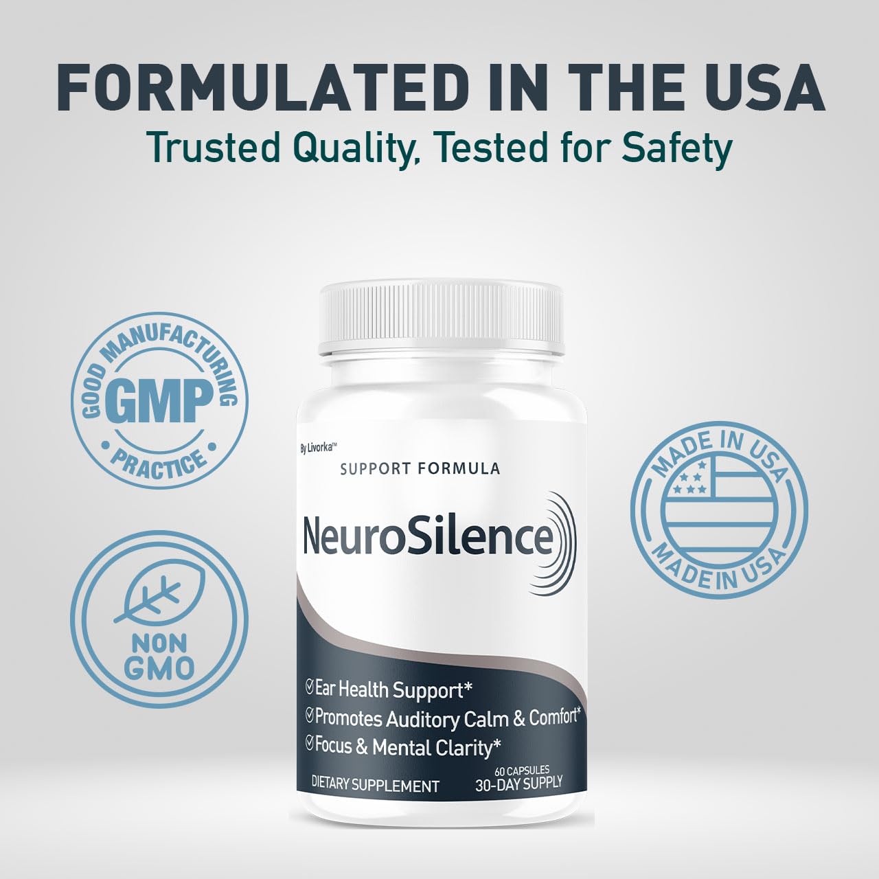 LIVORKA Neurosilence packaging blister presents a secure 5 pack.