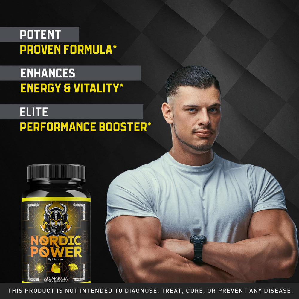 LIVORKA Nordic Power packaging showcasing natural men’s wellness formula