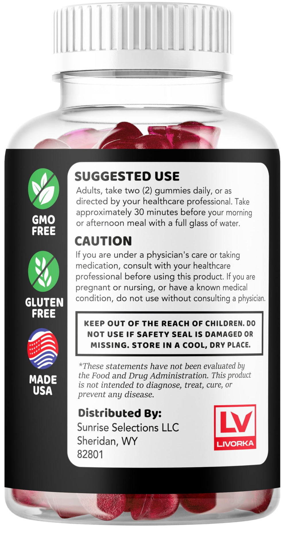 LIVORKA Oxvia Gummies ingredients page reveals natural premium components.