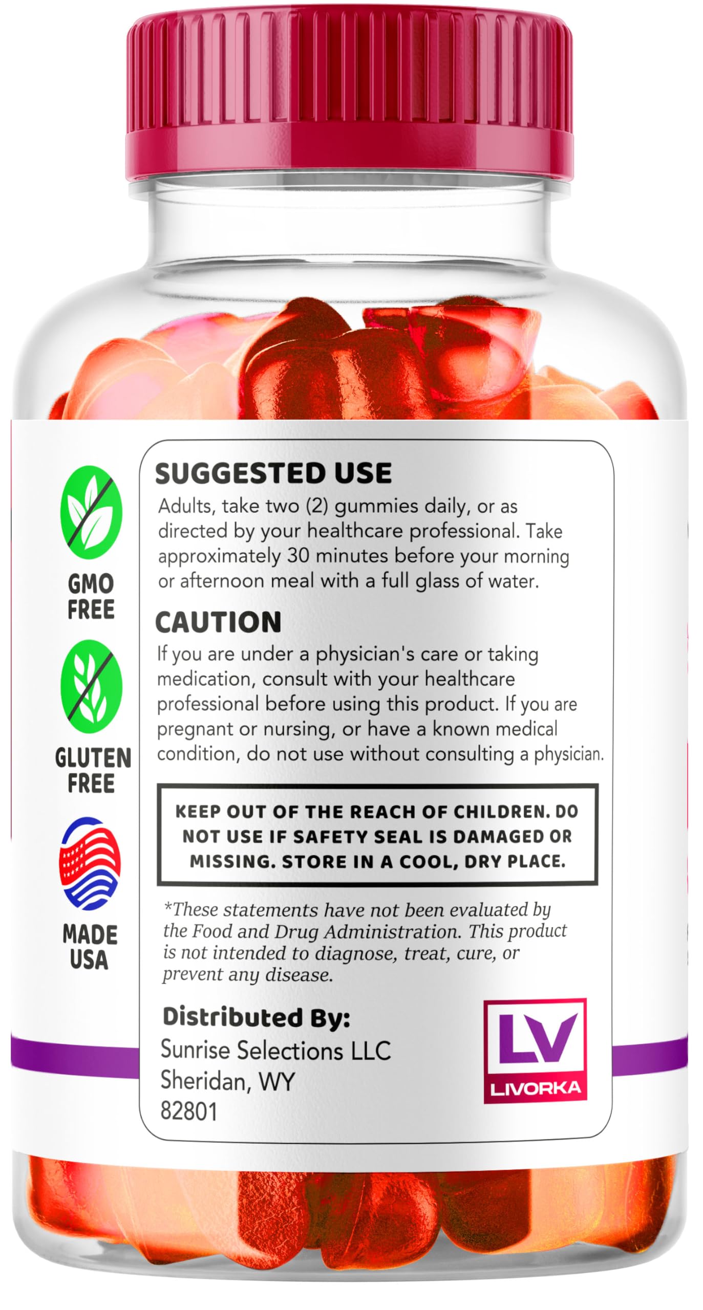 Livorka Premier Keto Plus ACV Gummies packaging emphasizes resealability and freshness.