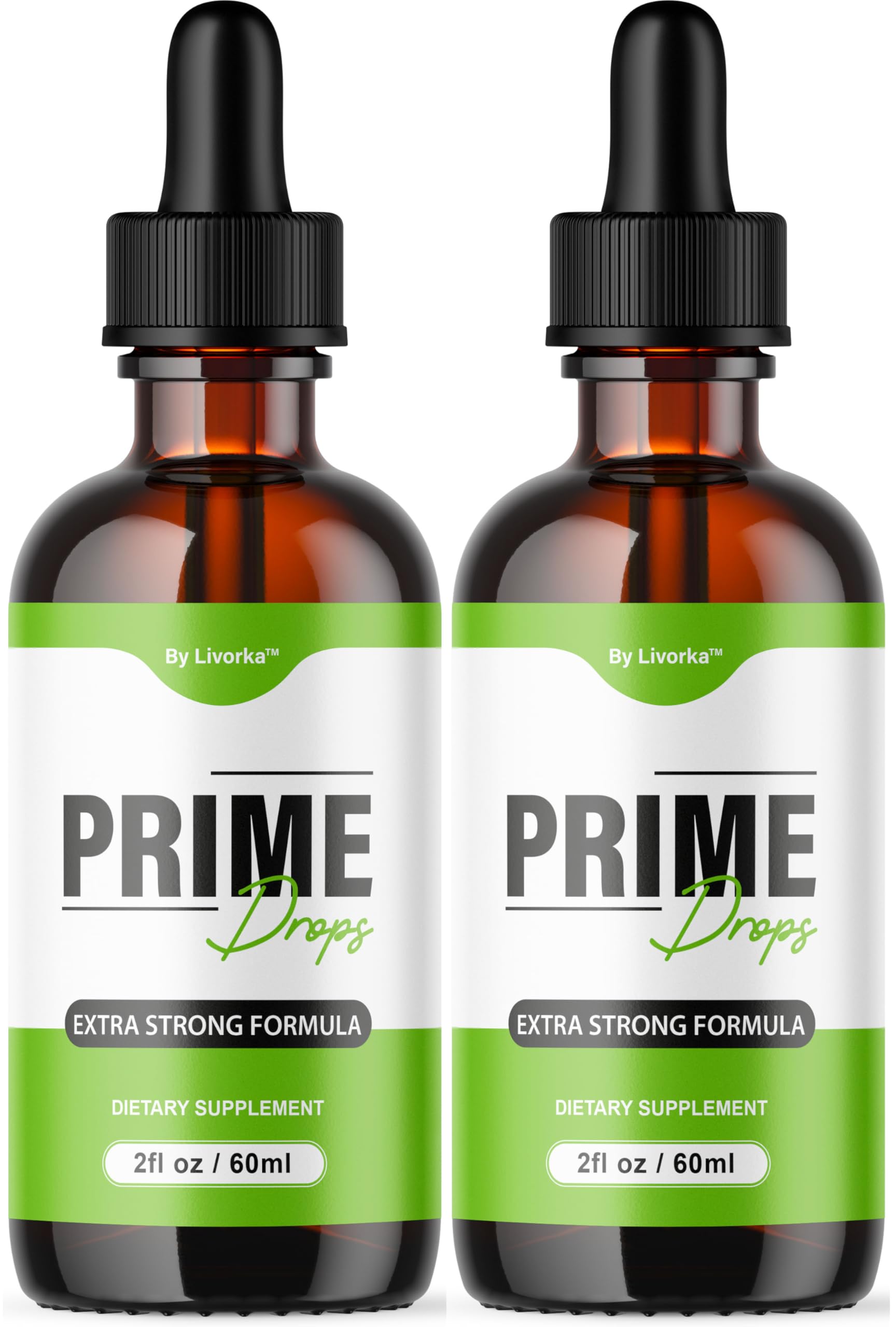 LIVORKA Prime Drops for Men bottle front shows a premium all-natural formula for daily wellness.