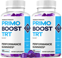 LIVORKA Primo Boost TRT Gummies bottle front view for daily energy support.