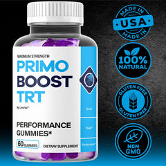 Serving-size shot with LIVORKA Primo Boost TRT Gummies for convenient daily routine.