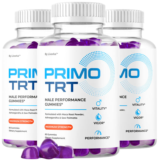 LIVORKA Primo TRT Gummies bottle front view for convenient daily support
