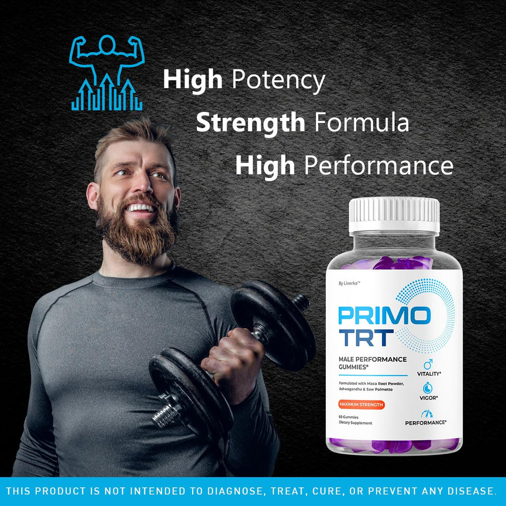 Primo TRT Gummies ingredients highlight natural components for energy support.