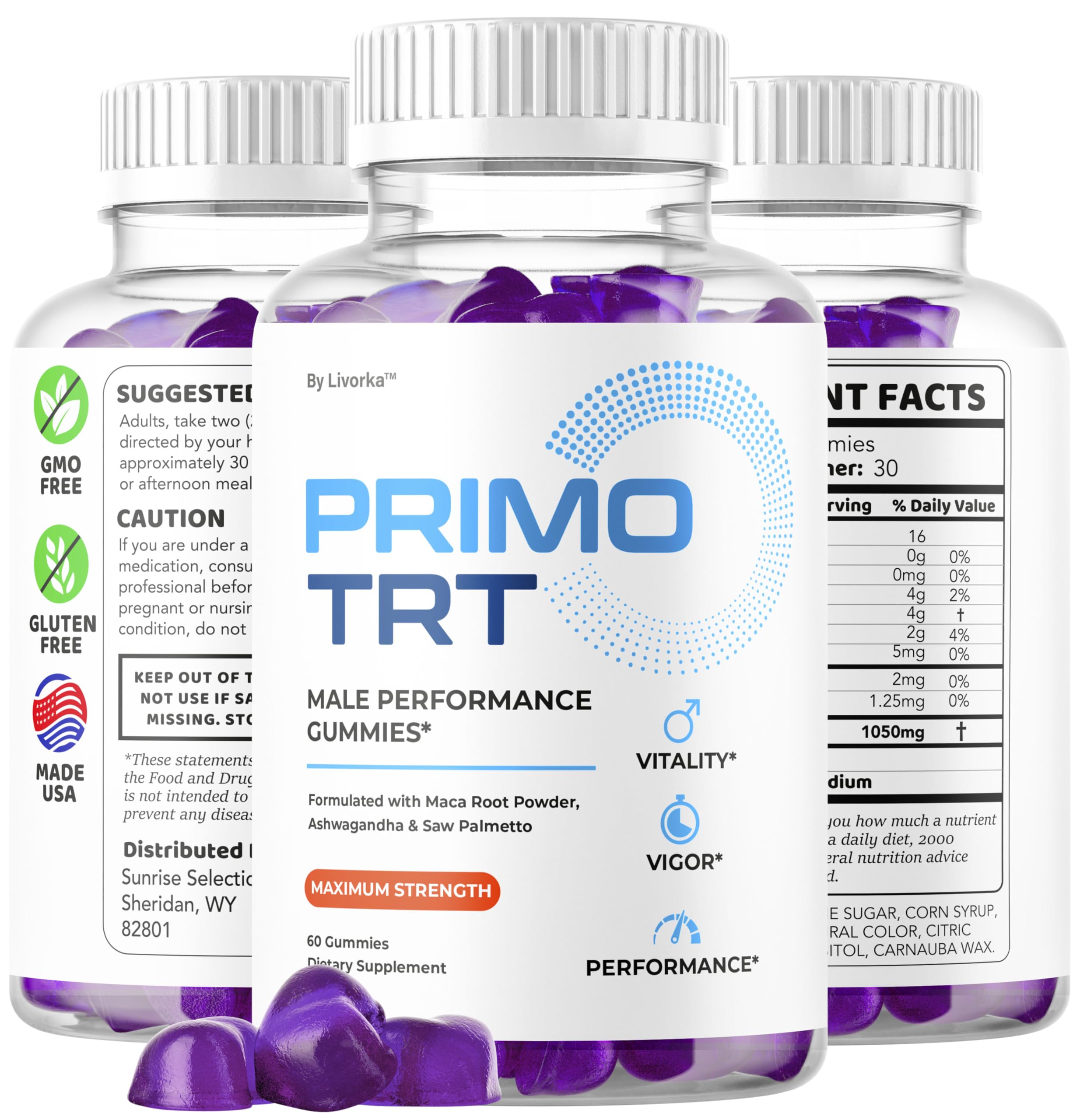 Taste-focused shot of Primo TRT Gummies for effortless daily routine