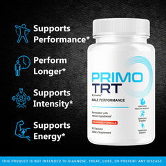 Livorka Primo TRT pills label close-up highlights natural vitamin blend for daily use