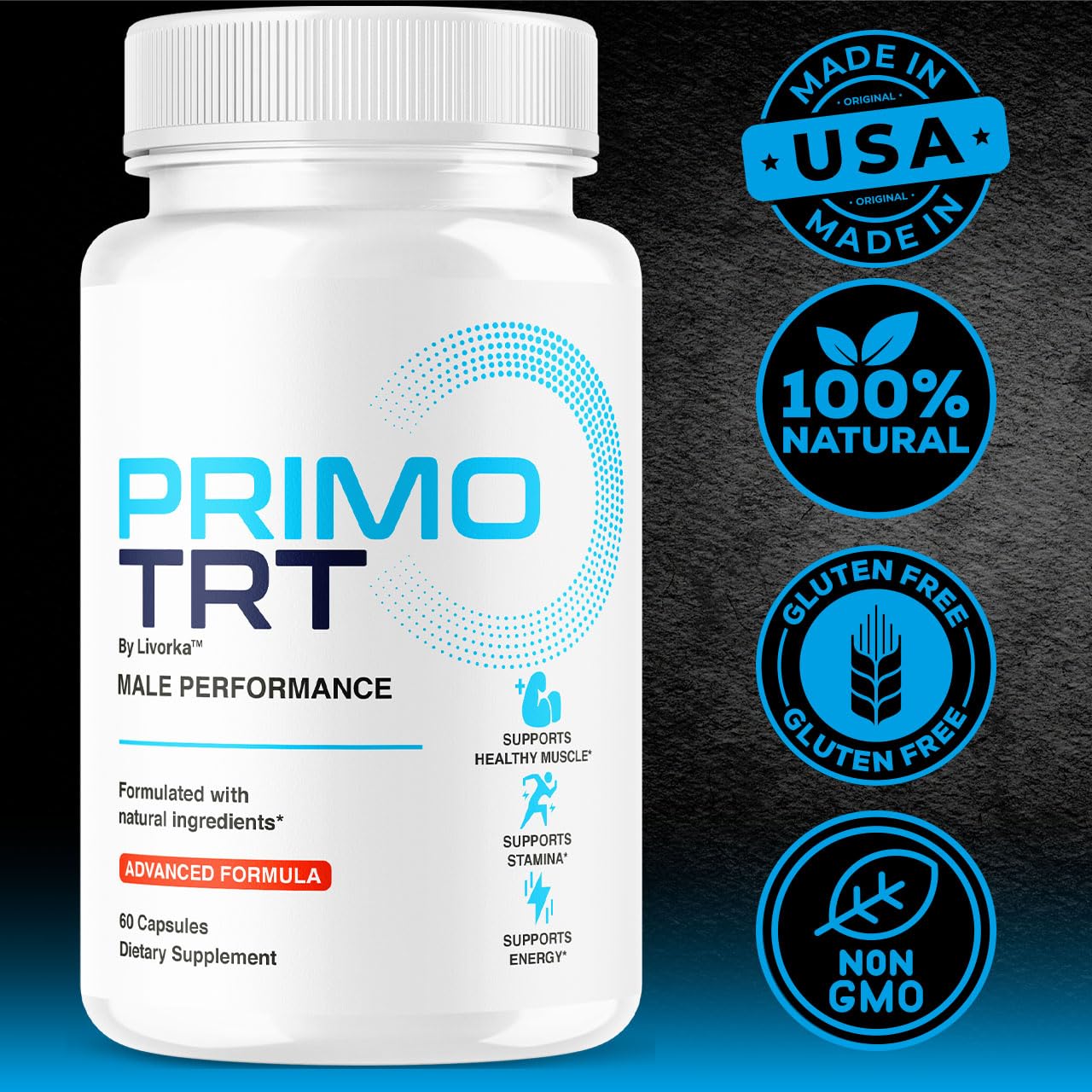 Primo TRT pills pack opened showing convenient daily capsules.
