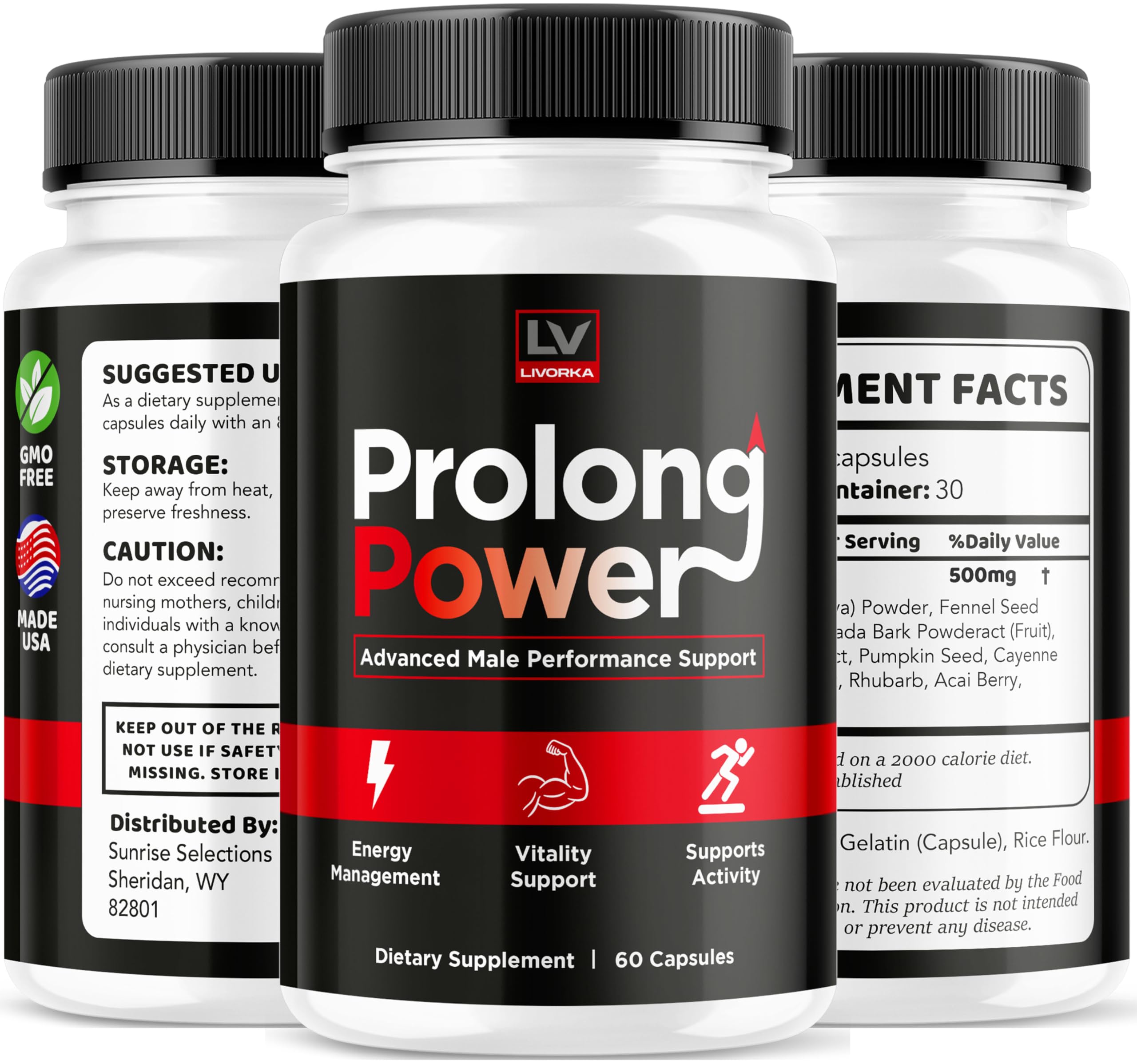 LIVORKA Prolong Power bottle back showing ingredients and directions.
