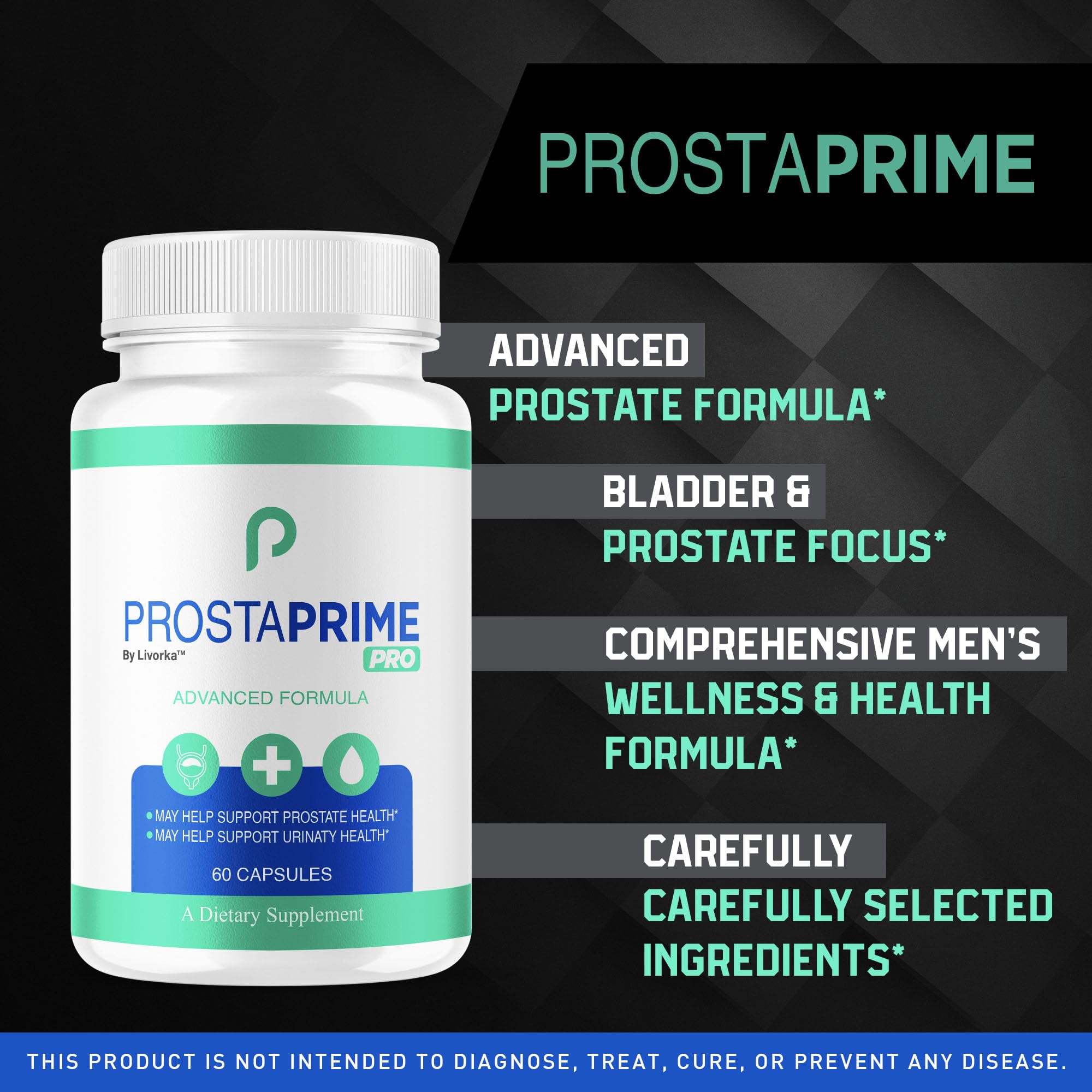 Livorka ProstaPrime Pro capsules close-up highlighting natural formula.