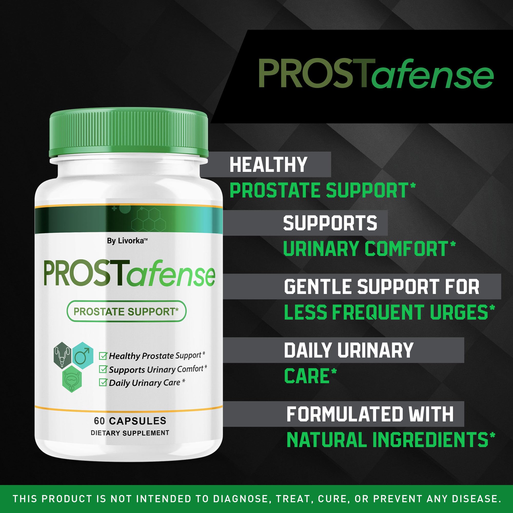 LIVORKA Prostafense capsules close-up for easy daily consumption