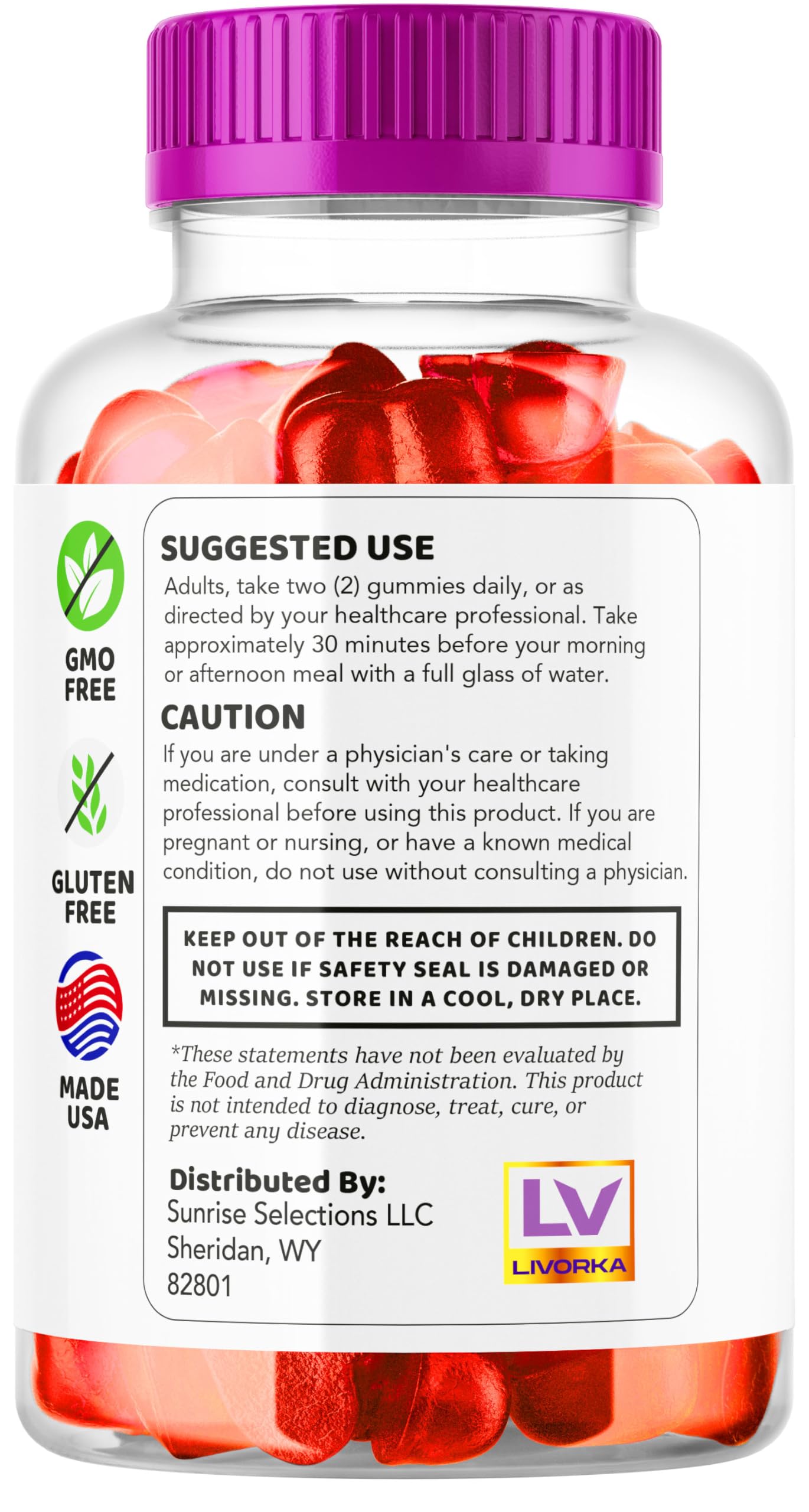Label detail of LIVORKA Proton Keto ACV Gummies highlighting keto blend