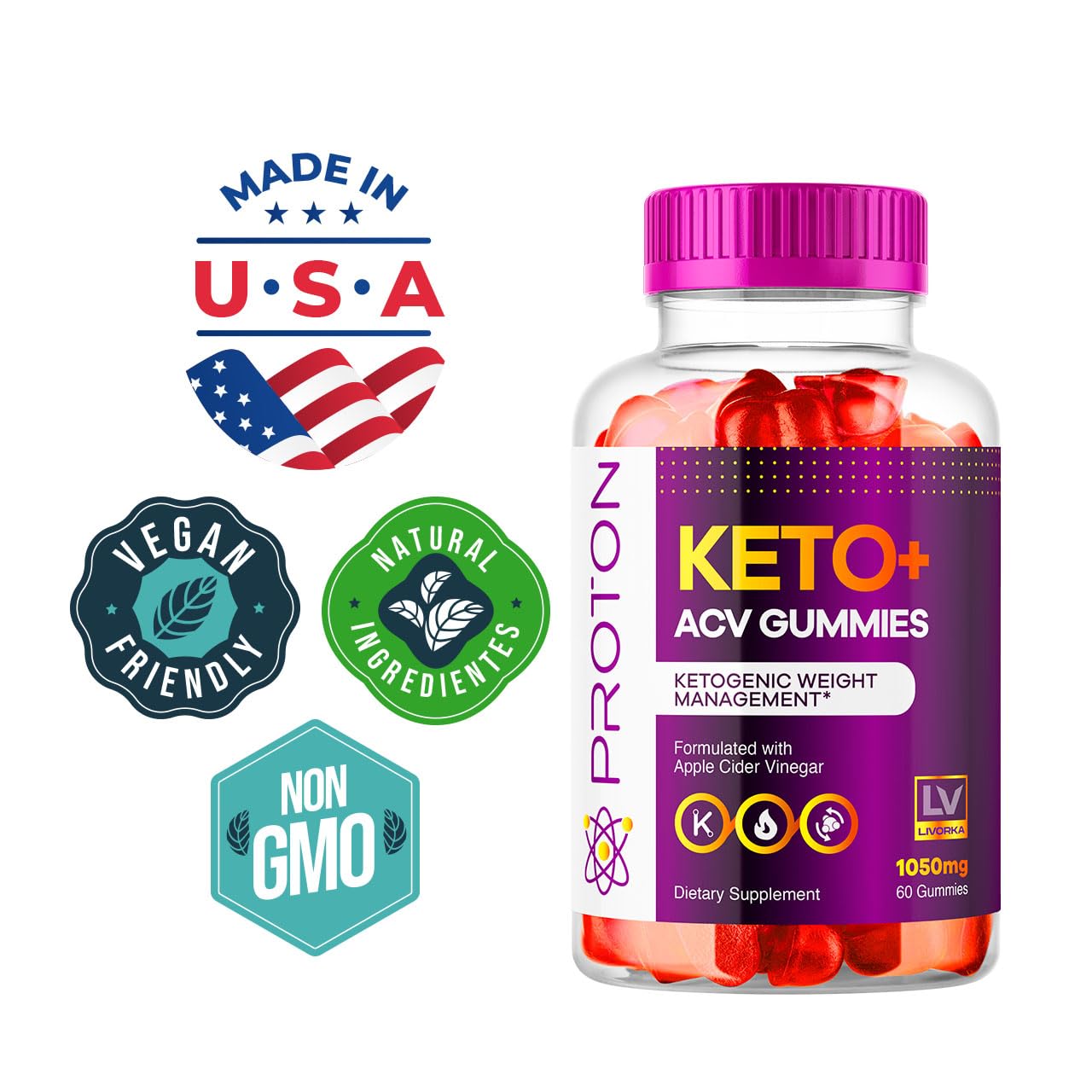 Two-pack LIVORKA Proton Keto ACV Gummies packaging box