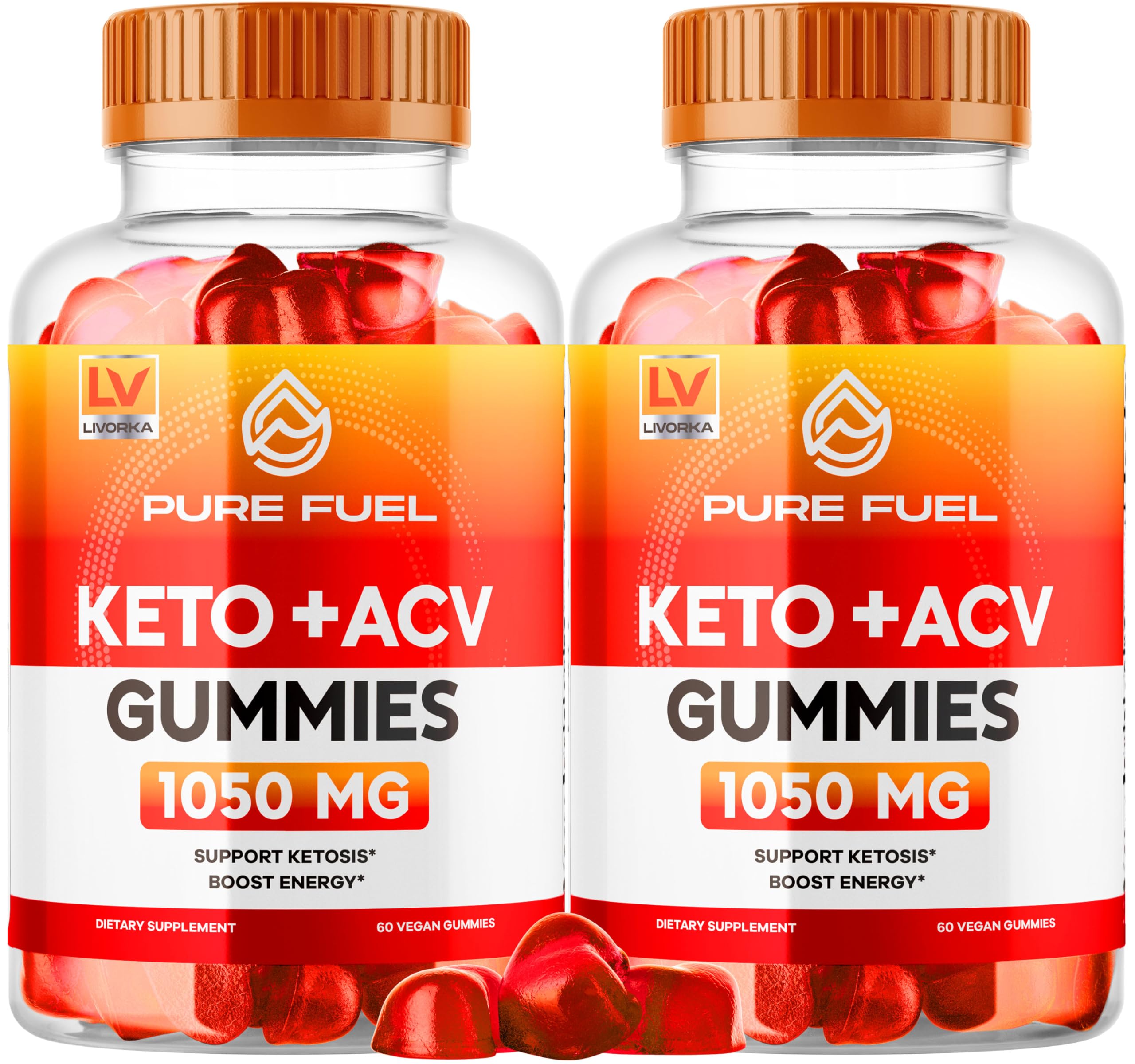 LIVORKA Pure Fuel Keto Gummies bottle front for on-the-go energy.