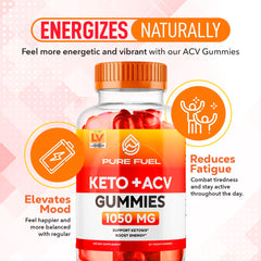 LIVORKA Pure Fuel Keto Gummies close-up shows chewy texture and fruity flavor.