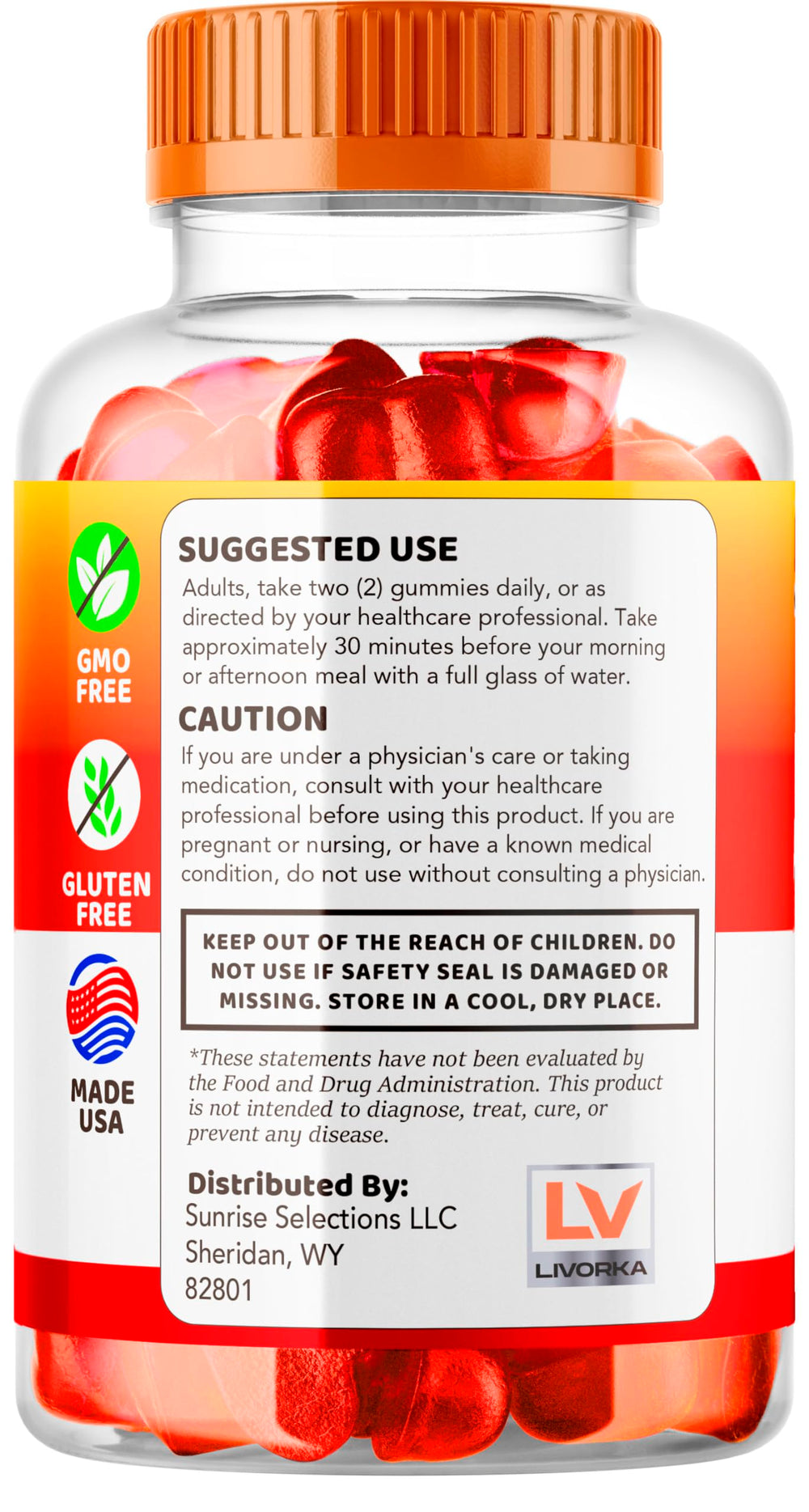LIVORKA PureFuel Gummies label detail for health-conscious shoppers.