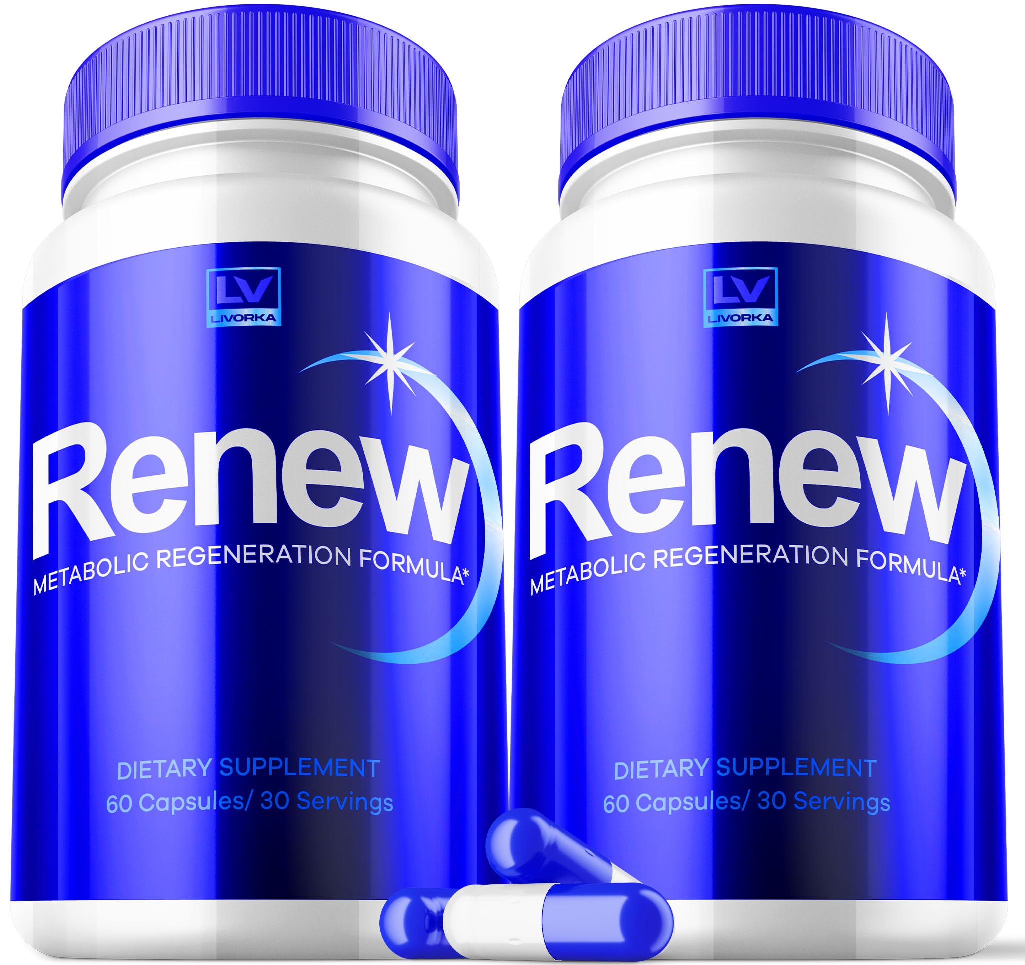 LIVORKA Renew pills bottle-front for a convenient daily wellness routine.