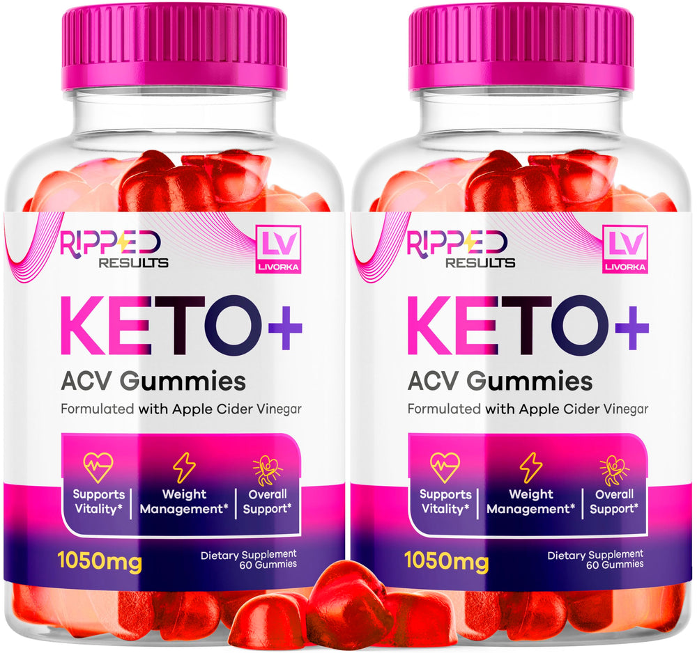 LIVORKA Ripped Results Keto Plus Gummies bottle emphasizes keto-friendly snacking and convenience.