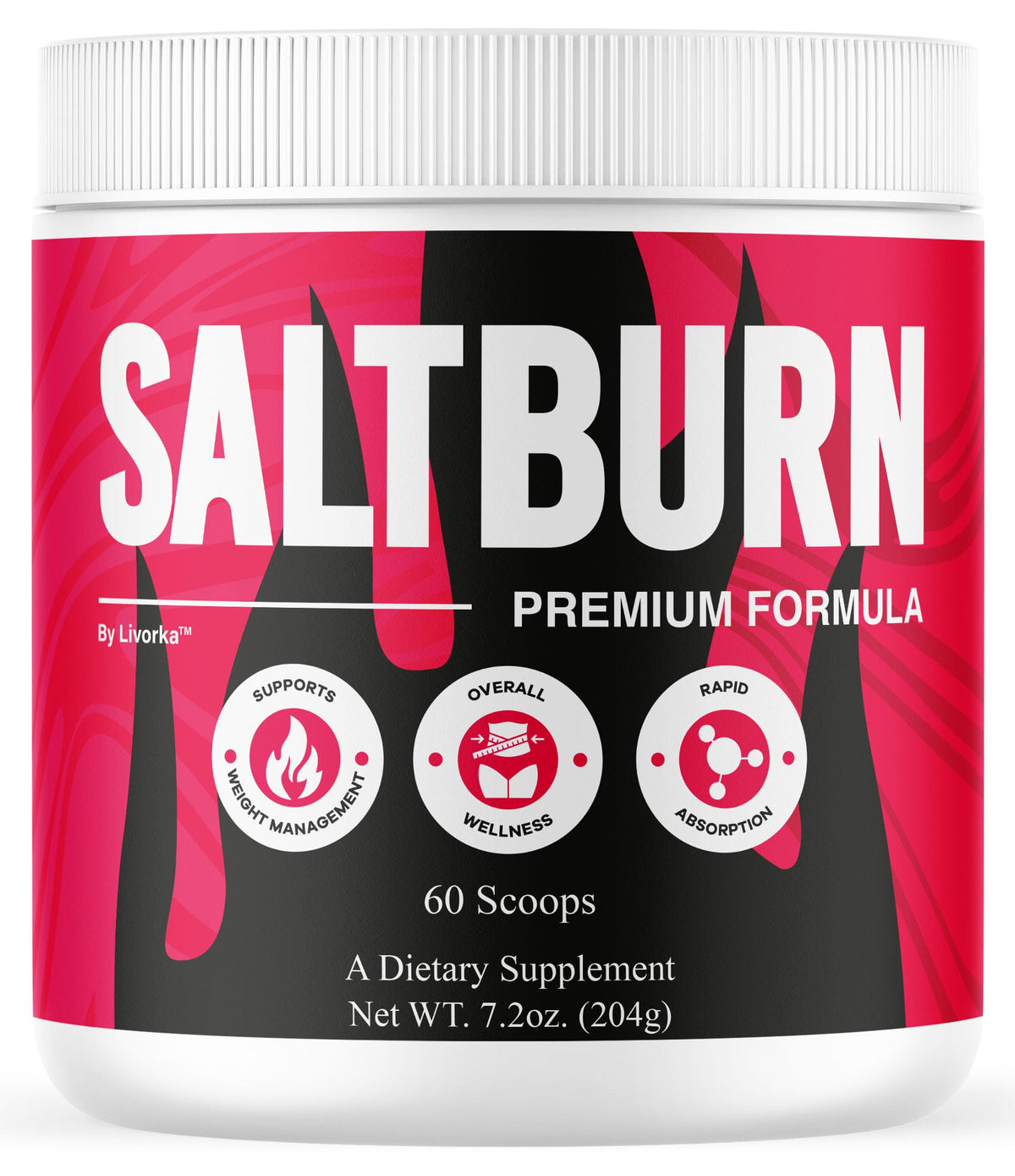 LIVORKA SaltBurn Powder bottle front for daily wellness routine