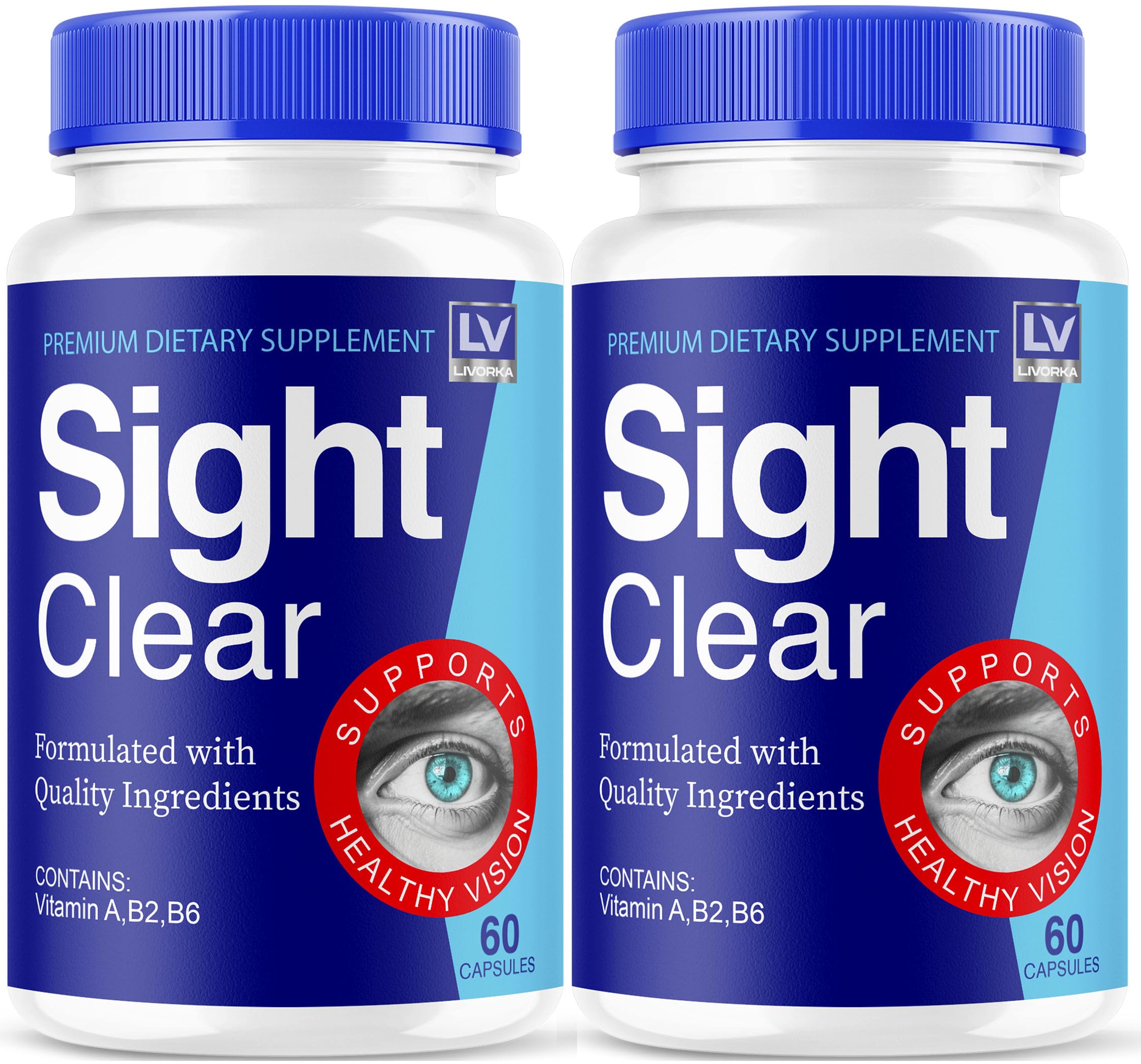 LIVORKA Sight Clear bottle front showing premium eye health packaging for healthy vision.