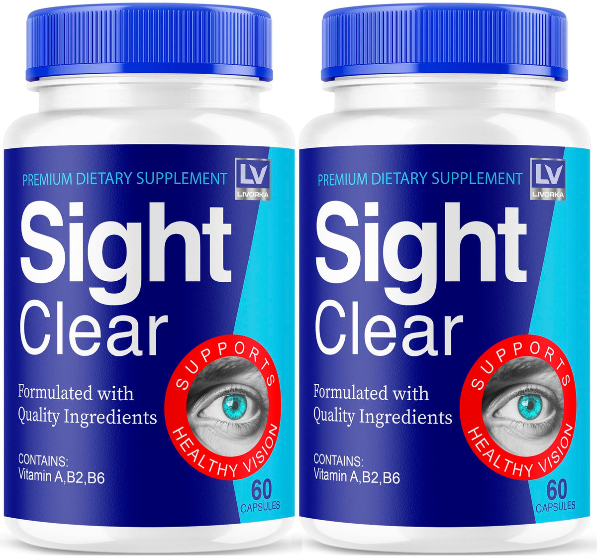 LIVORKA Sight Clear bottle front showing premium eye health packaging for healthy vision.