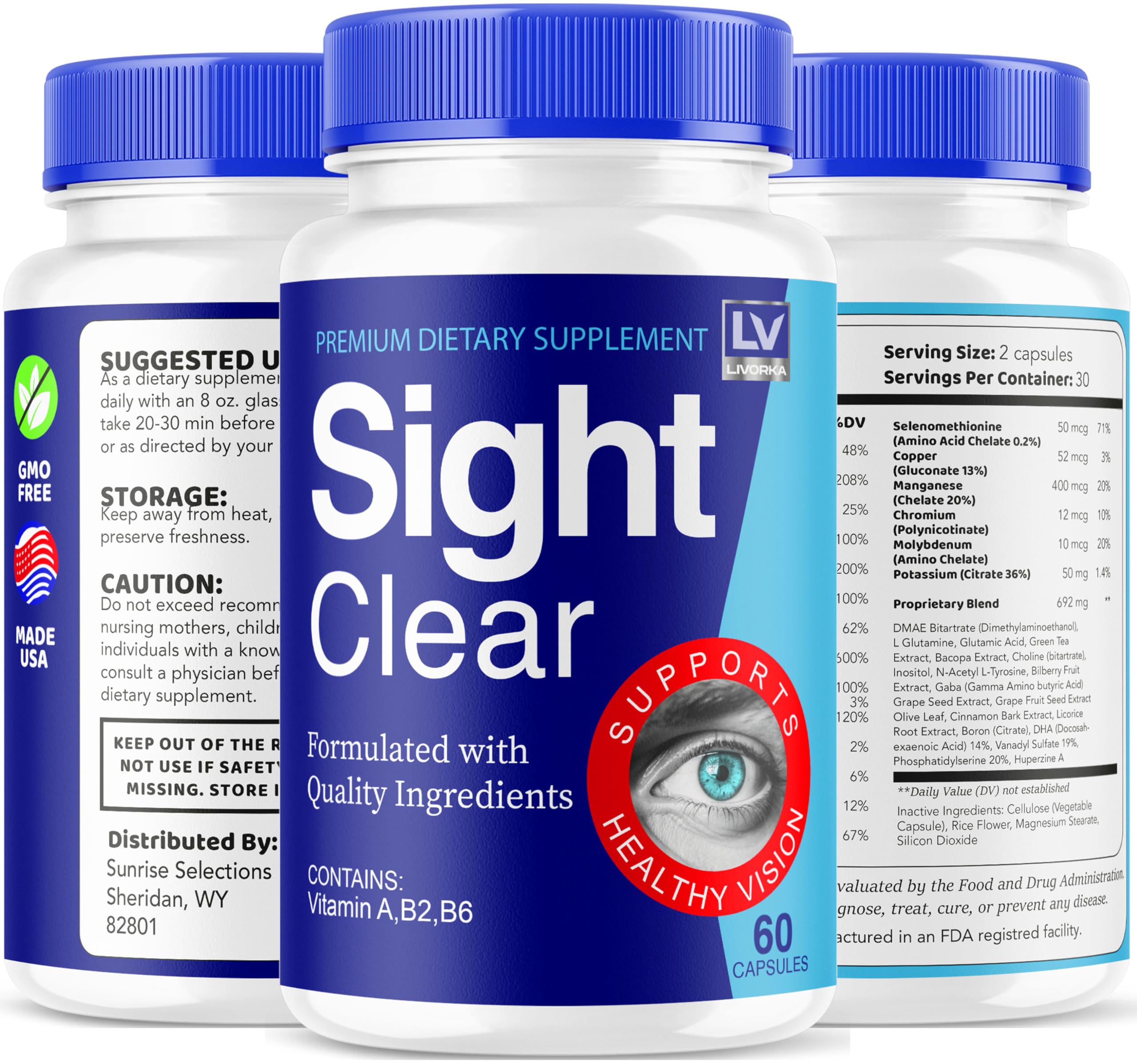 LIVORKA Sight Clear third-party testing seal on label.