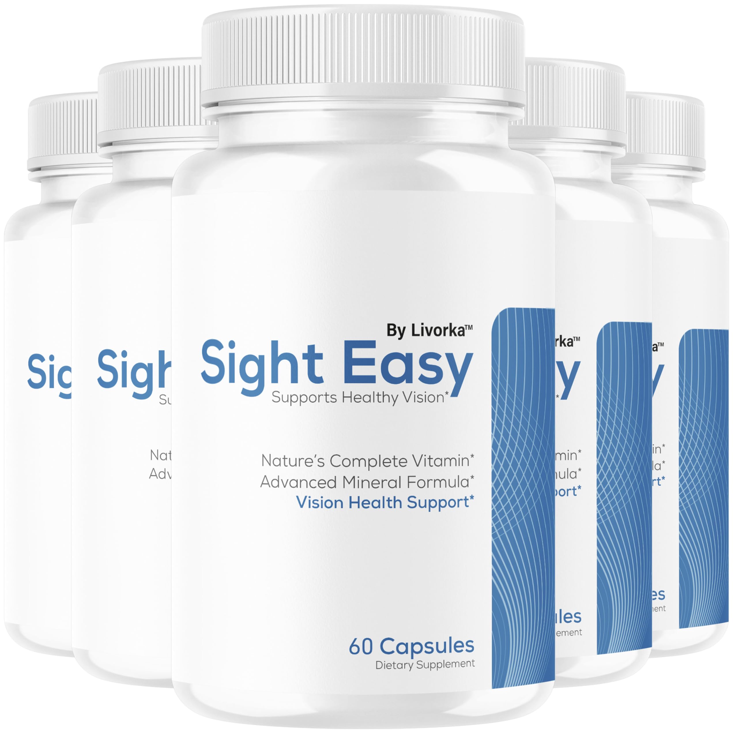 LIVORKA Sight Easy bottle label, premium supplement for daily eye health support.