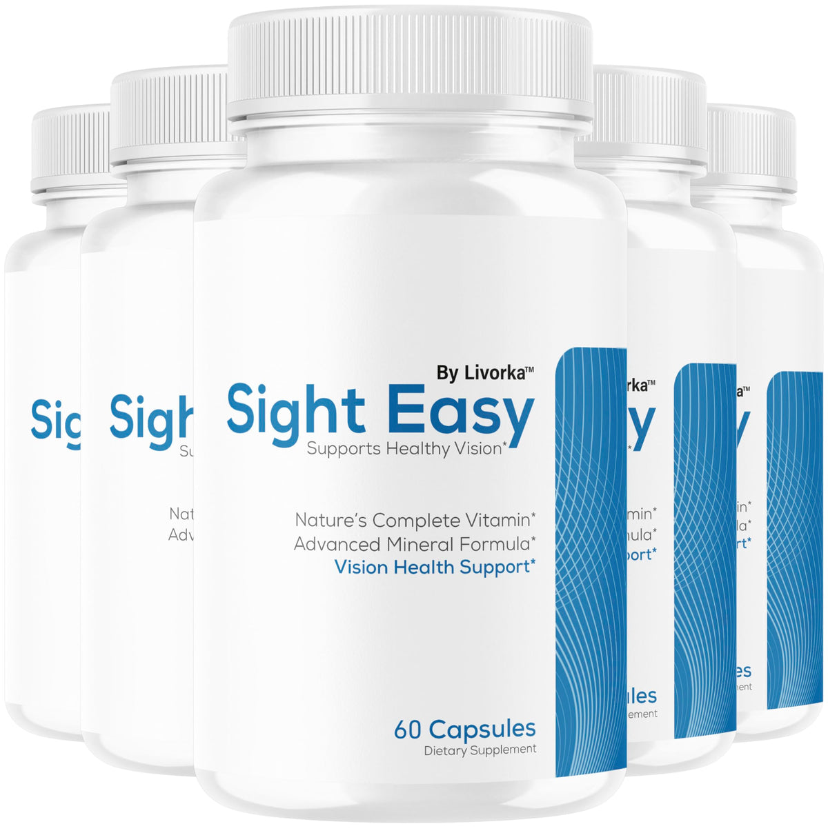 LIVORKA Sight Easy bottle label, premium supplement for daily eye health support.