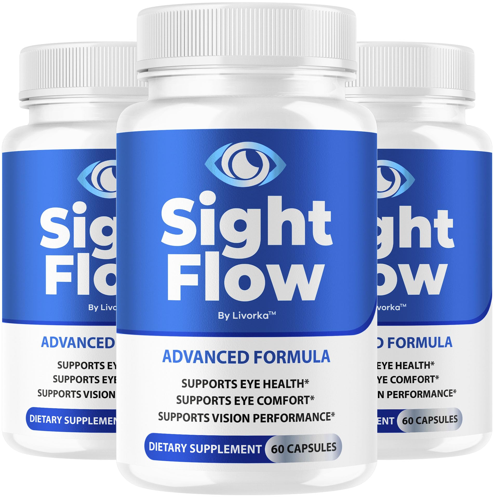 LIVORKA Sight Flow Eye Capsules bottle front showing daily wellness support