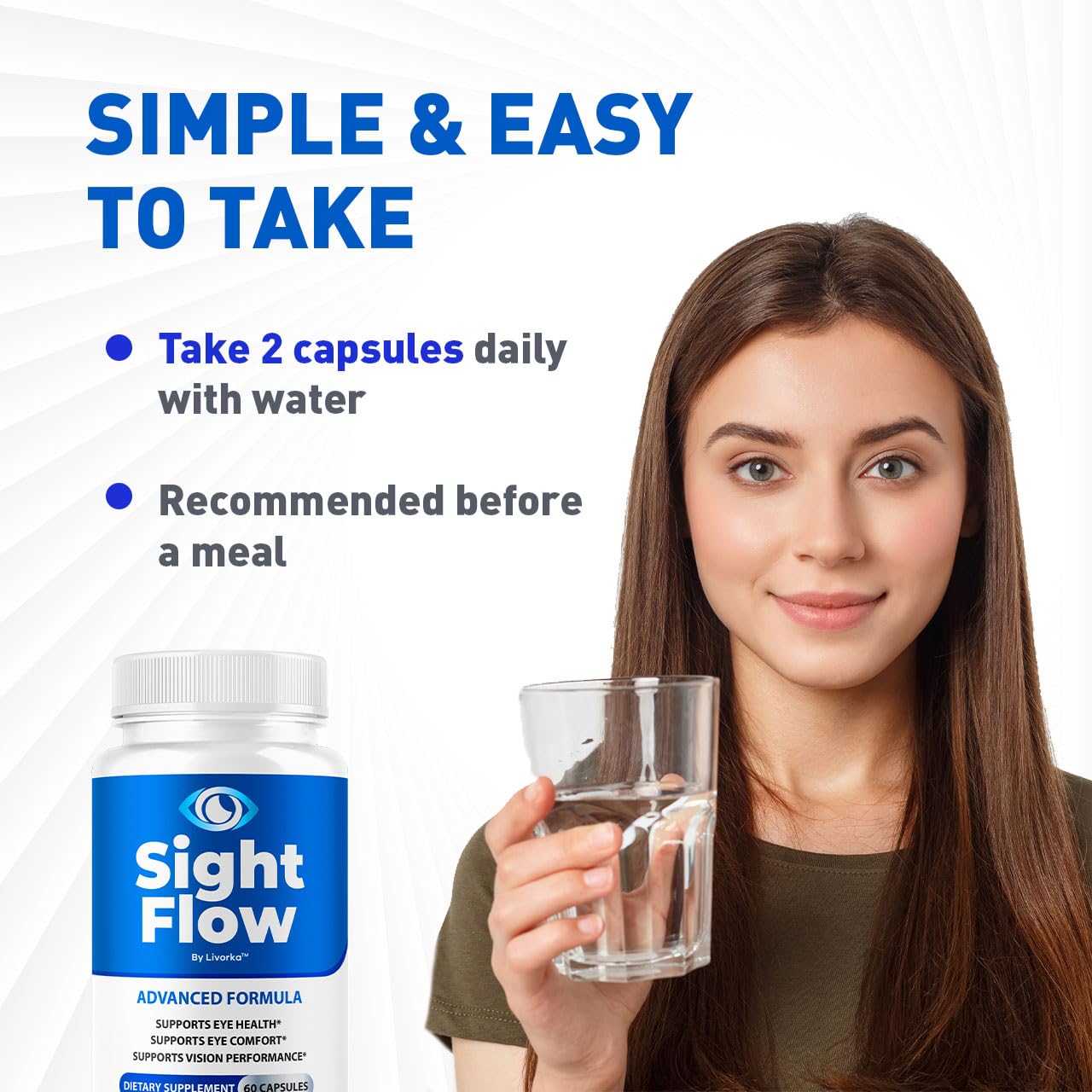 LIVORKA Sight Flow Eye Capsules packaging emphasizes natural formula and premium quality.