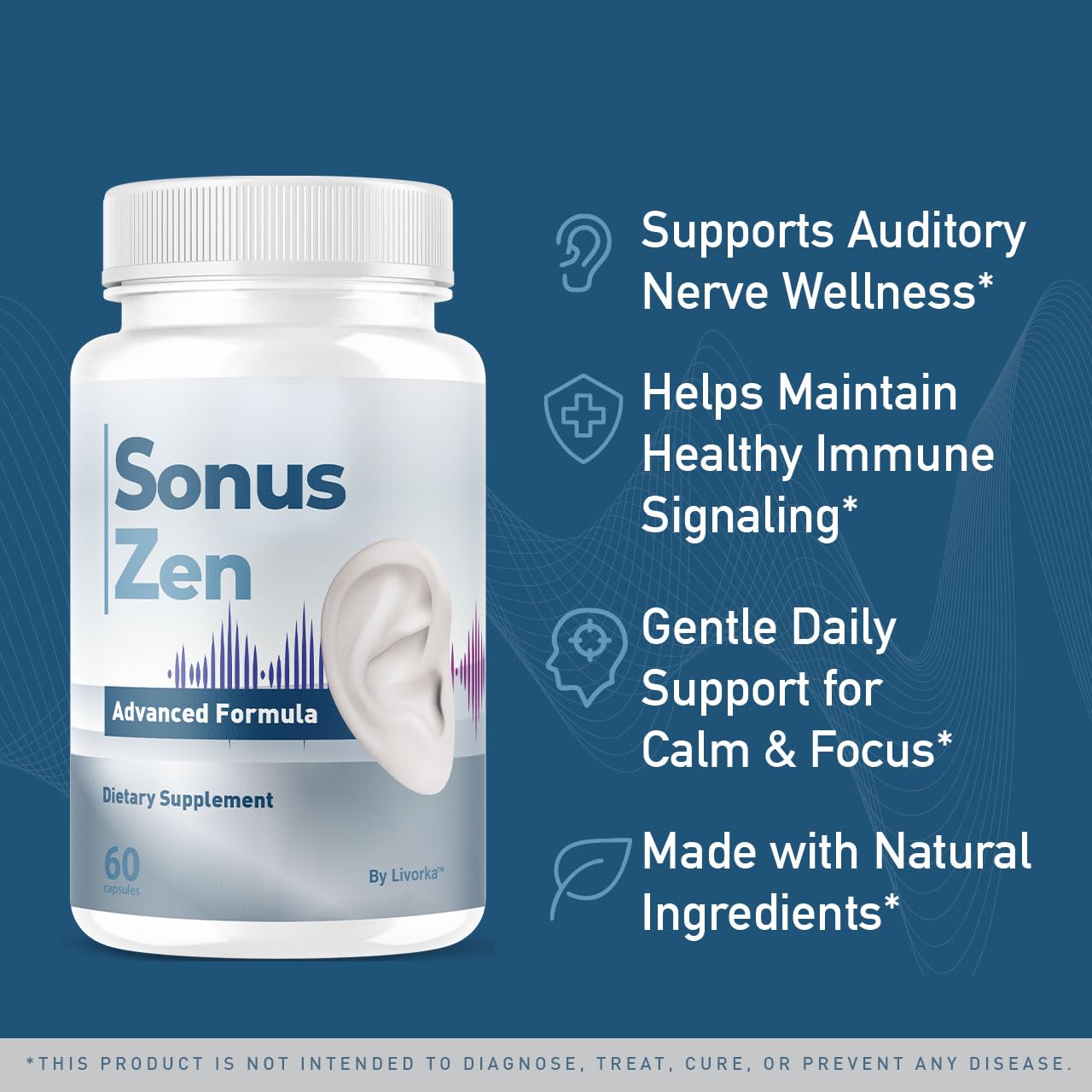 LIVORKA SonusZen bottle back label with dosage guidance and ingredients