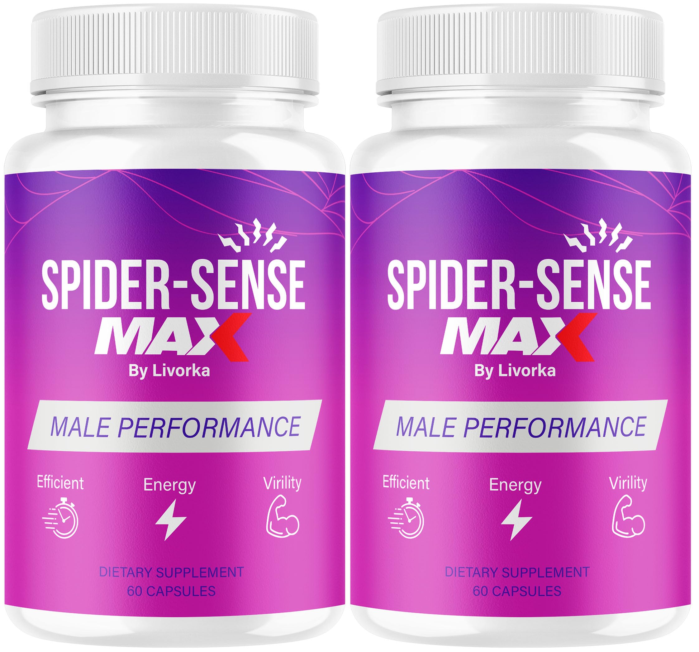 LIVORKA Spider Sense Max pills bottle front view supports daily energy and focus.