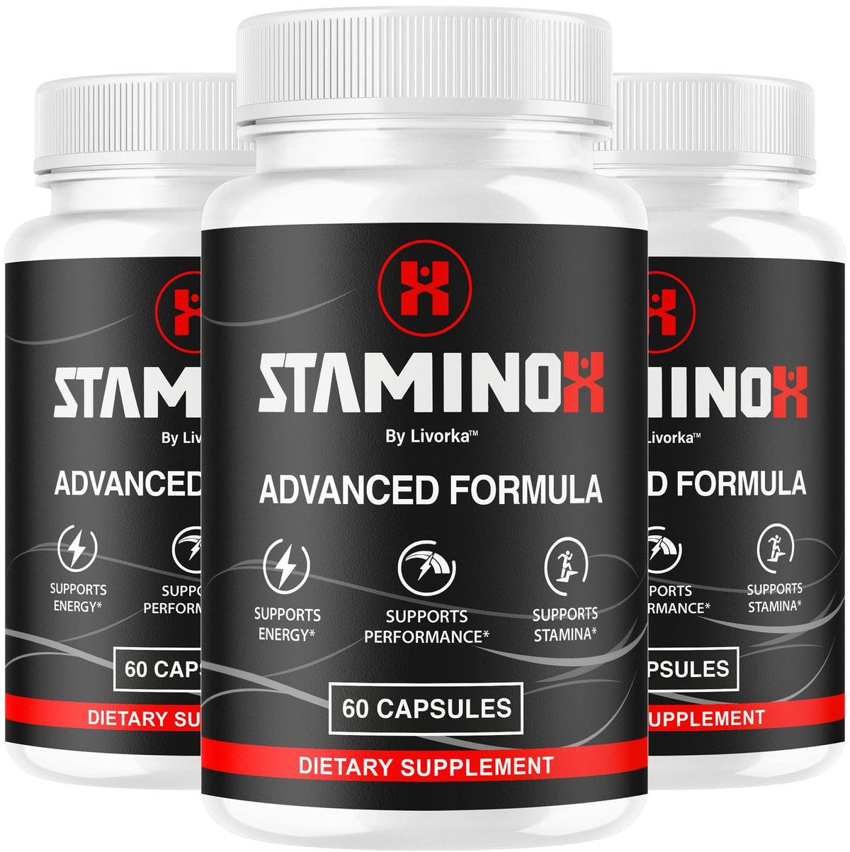 LIVORKA Staminox capsules bottle front, supporting daily vitality.